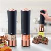 1PCS Electric Grinder Built In Light Adjustable Grind Size Stainless Steel Mill For Salt Pepper Spices Kitchen Tools - rose black gold