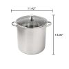 Stainless Steel 16-Quart Stock Pot with Glass Lid, Induction Compatible, Stainless Steel, Dishwasher Safe - Silvery