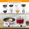 Cooking electric heating plate, 2-burner electric stove, 2000 watt portable electric stove, glass stove, easy to clean, suitable for