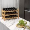 3-Tier Bamboo Freestanding Countertop Wine Bottle Organizer - Natural