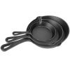 3Pcs Pre-Seasoned Cast Iron Skillet Set 6/8/10in Non-Stick Oven Safe Cookware Heat-Resistant Frying Pan - as pic