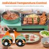 3 in 1 Electric Hot Pot with Grill 1600W Smokeless Non-Stick Korean BBQ Grill Shabu Shabu Hot Pot Combo with Independent Temperature Control for
