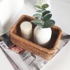 3pcs Hand-Woven Rattan Wicker Basket Fruit Tea Snack Bread Basket Cosmetic Rectangular Storage Box Household Kitchen Room Supply - 1pcs medium -