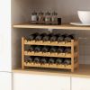 3-Tier Bamboo Freestanding Countertop Wine Bottle Organizer - Natural