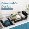 Detachable 2 Tier Dish Drying Rack with Drainboard, Rustproof Metal Dish Rack for Kitchen Countertop, Large Capacity Organizer for Plates Bowls