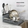 (2 pack)Low Profile Metal Stacking Dish Drying Rack, Charcoal Gray - 1 Pack