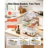 Electric Food Steamer 6.3 QT Glass with 2-Tier Stainless Steel Trays, 1200W Vegetable Steamer for Cooking, 1-3 Servings, Pre-Programmed Settings,