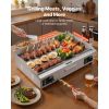 Commercial Electric Griddle, 28.54 x 15.75 in, 2800W, 122-570°F Adjustable Temp Control, Stainless Steel, Half Grooved Half Flat, with 2 Spatulas,
